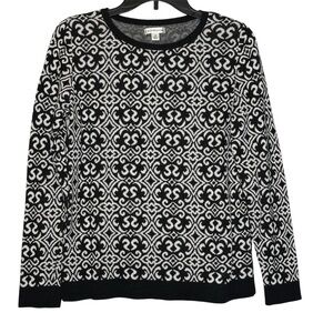 Croft & Barrow Sweater Black White M Geometric Pullover
